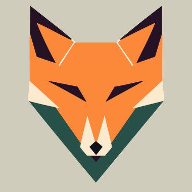 Tilki kafası ikonu. Origami tarzında dişi tilki başlığının vektör illüstrasyonu.