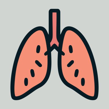 Gri arkaplanda insan ciğerleri renk simgesi. Vektör İllüstrasyonu.