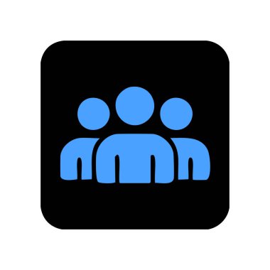 Bir grup insan siyah düğmeye basıyor. Takım çalışması vektör illüstrasyonu.