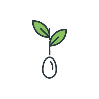 Tohum simgesi vektöründen filizlenen bitki, web ve mobil uygulama tasarımınız için beyaz arkaplanda izole edilmiş, bitki logosu konsepti.