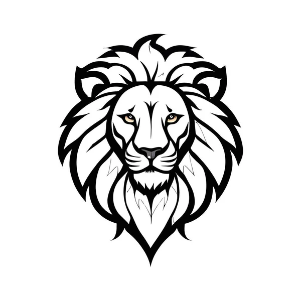 Aslan başlı maskot beyaz arka planda izole edilmiş. Vahşi hayvan yüzlü vektör çizimi.