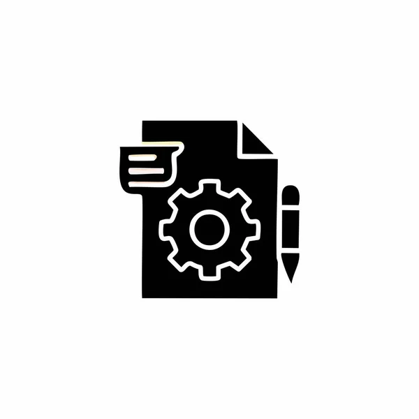 Prosedür siyah simgesi. Belge ayarları vektör illüstrasyonu.
