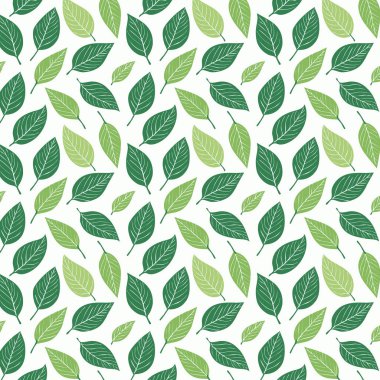 Yeşil yapraklı kusursuz desen. vektör illüstrasyonu.