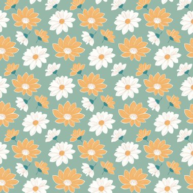 Çiçek ve yaprakları ile Seamless modeli. Çiçek arka plan.