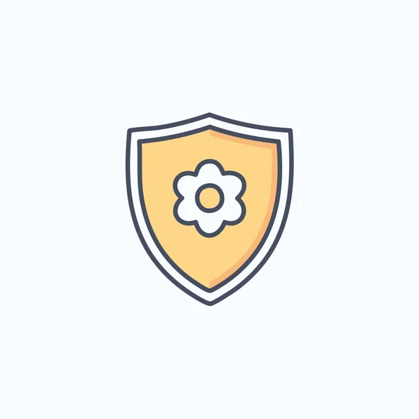 Çiçek ikonlu kalkan. Koruma, güvenlik, gizlilik kavramı. Vektör illüstrasyonu.