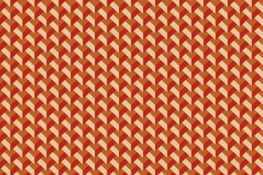 Kırmızı ve turuncu renkli 3d çokgen çizgileri olan kusursuz vektör deseni