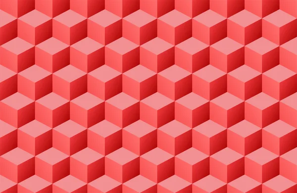 3D pattern with red cubes vector illustration. Isometric blocks geometric background.