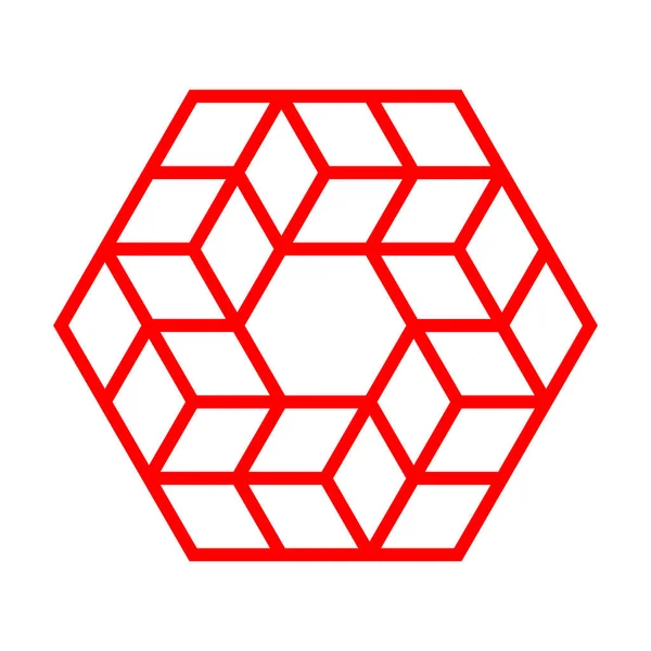 Hexagon symbol with red outline cubes vector art