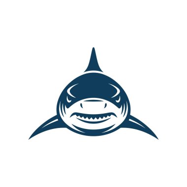 Mavi köpekbalığı logosu tasarımı vektör çizimi