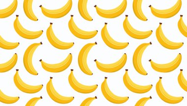 Bananas seamless pattern on white background. Fruit vector illustration.