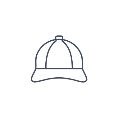 Beyzbol şapkası çizgisi ikonu konsepti. Şapka veya başlık kumaş vektör doğrusal illüstrasyon.