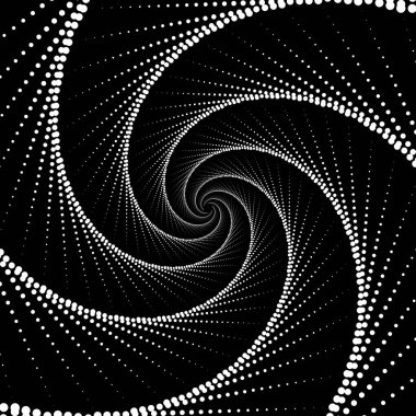 Siyah arkaplanda noktalı spiral girdap deseni