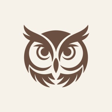 Biçimli kahverengi baykuş yüz çizimi