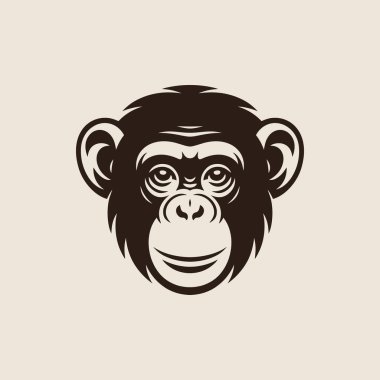 Şempanze kahverengi kafa illüstrasyonu