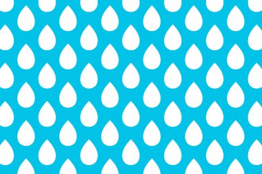 Parlak mavi arkaplanda beyaz su damlaları var.