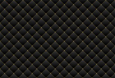 Şatafatlı siyah döşeme, altın çivili desenli kumaş.