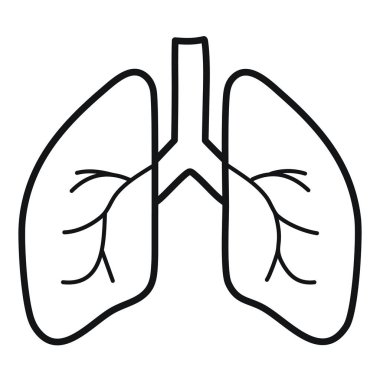 Akciğer ikonu. Beyaz arkaplanda izole edilmiş web tasarımı için solunum organı kabartması.