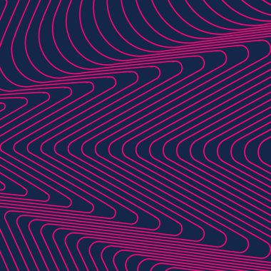 Mavi soyut arkaplanda dinamik pembe dalgalı spirograf çizgisi deseni