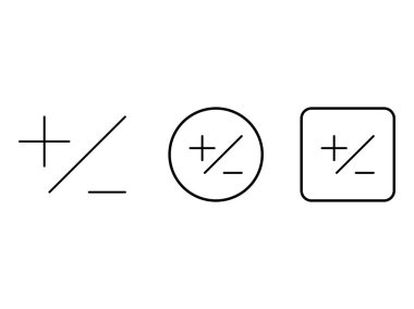 Şeffaf arkaplanda izole edilmiş doğrusal artı eksi vektör sembolü