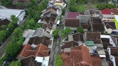 Güneydoğu Asya Suburban 'daki Kalabalık Konutların Hava Aracı Görünümü