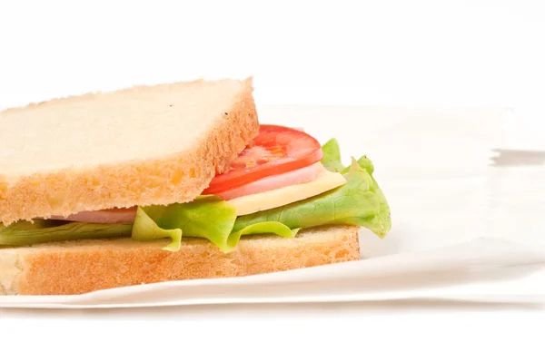 Помідор, салямі сендвіч — стокове фото