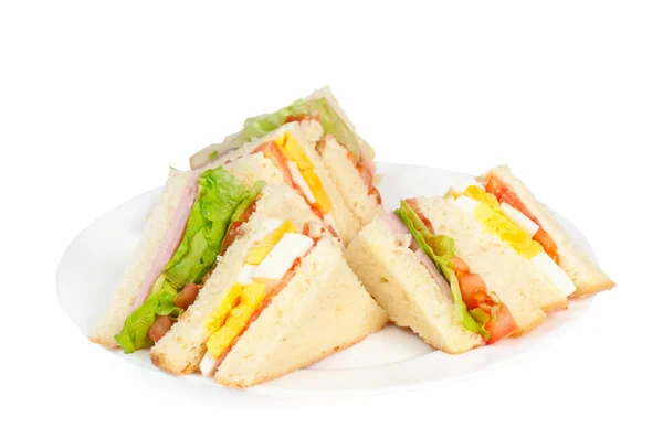 Válogatott szendvicsekkel különböző töltelékekkel — Stock Fotó