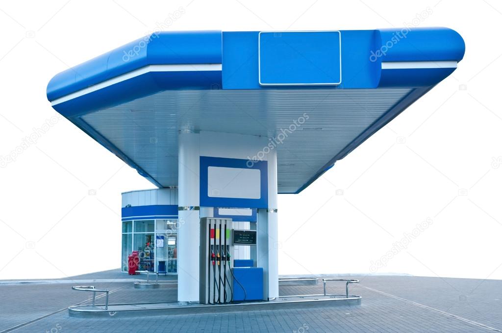 Gas station on the white background