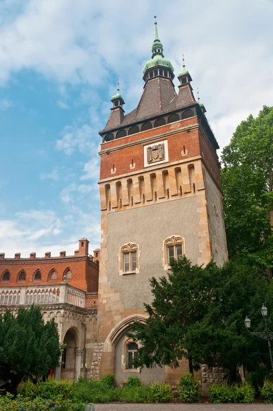 Torre do Castelo de Vajdahunyad, um castelo no Parque da Cidade de Bu — Fotografia de Stock