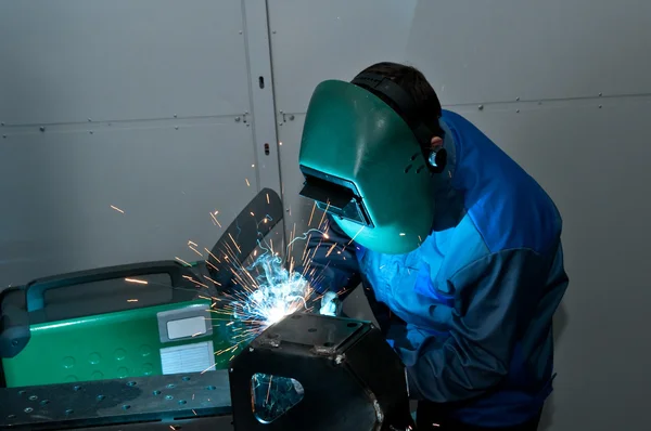 Welder working with electrode — Stock Photo, Image