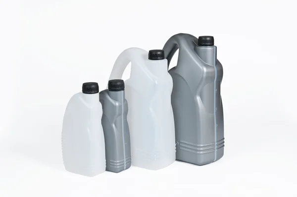 Recipientes de plástico para aceite de máquina — Foto de Stock