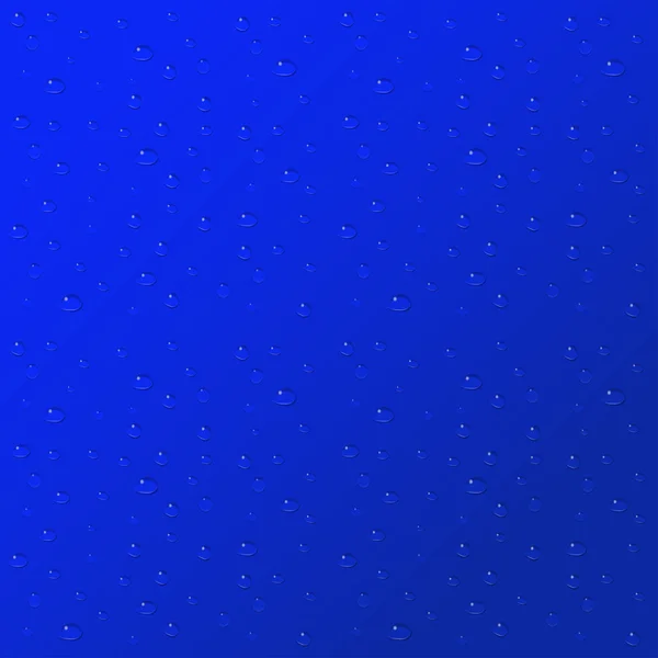 Vatten droppar på blå bakgrund. — Stockfoto