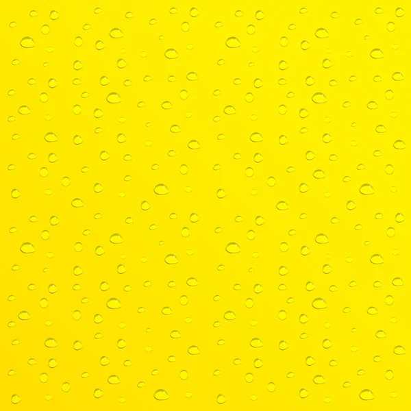 Gotas de agua sobre fondo amarillo. —  Fotos de Stock