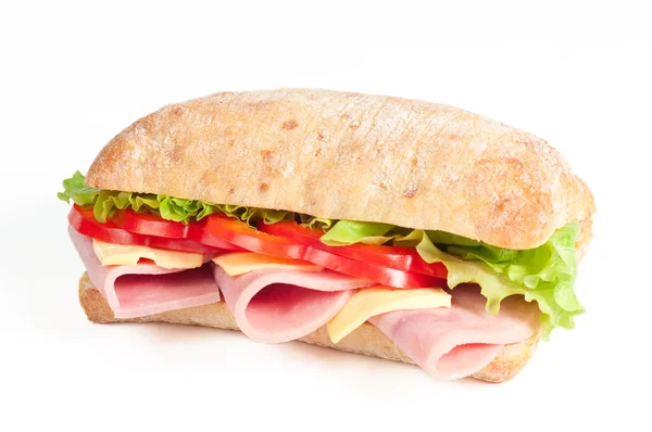 Sandwich mit Tomaten, Salami und Käse — Stockfoto