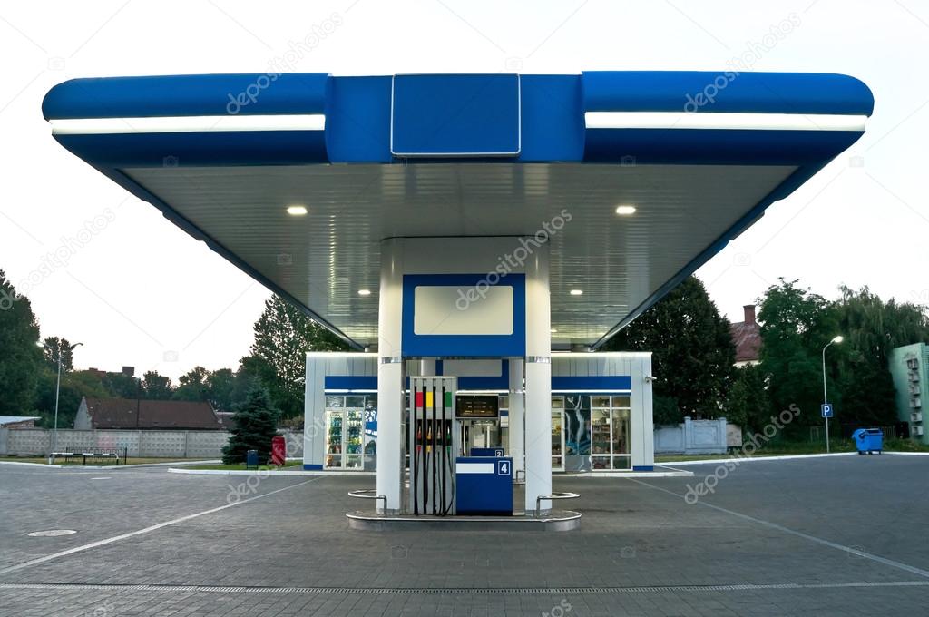 Gas station on the white background