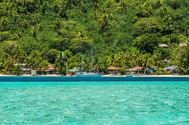 07 Şubat 2016: Fransız Polinezyası 'nın güzel cam suları, Bora Bora