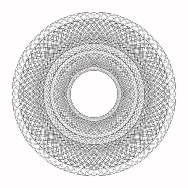 Geometrik Siyah Dantelli Dairesel Mandala Soyut Süslemesi.