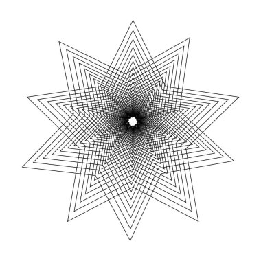 Yuvalı Star Contour Line Art. Geometrik Vektör Tüneli.