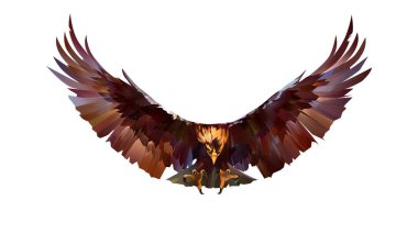 Beyaz arka planda parlak boyalı bir kartal kuşu portresi