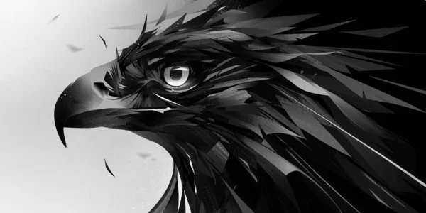 Painted abstract designer monochrome portrait eagle bird head — Stock Photo, Image