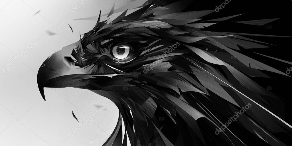 Art abstract designer monochrome portrait eagle bird head