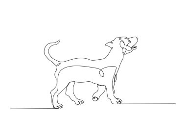 Tek hatlı resimde Şirin Köpek. Şirin köpek yavrusu çizimleri. Düzenlenebilir vuruş.