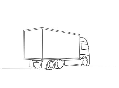 Nakliye kamyonu çizimi. Konteynır kamyonu ya da kargo kamyonu çizimleri devam ediyor. Düzenlenebilir vuruş.