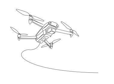Tek ana hatlı resimde İHA uçakları uçuruyor. İnsansız hava aracı çizimleri devam ediyor..