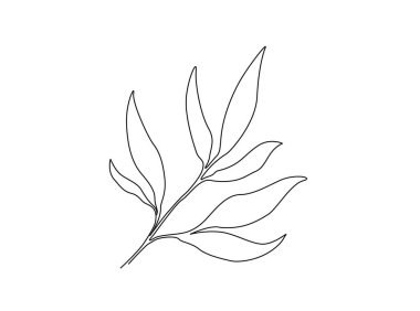 Bambu yaprakları tek ana hatlı resimde. Bambu yaprağının aralıksız çizimi.