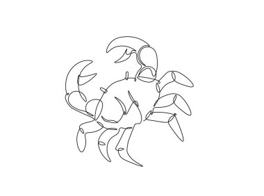 Yengeç tasviri. Deniz yengeci çizimleri devam ediyor. Düzenlenebilir vuruş.