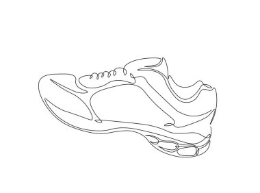 Spor ayakkabısı çizimi çizimi. Ayakkabı çizimlerinin durmaksızın çizilmesi. Düzenlenebilir vuruş.