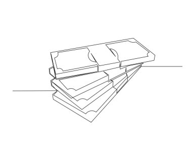 Kağıt para, taslak çizimi desteler. Aralıksız para çizimleri yığını. Düzenlenebilir vuruş.