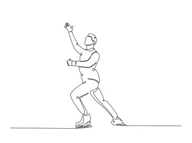 Tek bir taslak çizimde buz pateni. Buz pateni dansçısının aralıksız çizimleri. Düzenlenebilir vuruş.