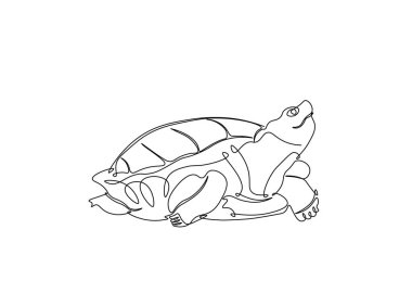 Kaplumbağa tek bir tasvir halinde. Devamlı büyük kaplumbağa çizimleri. Düzenlenebilir vuruş.