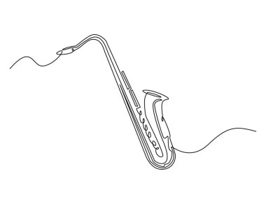 Saksafon çizimi çizimi. Saksafon Müzik Enstrümanı 'nın aralıksız çizimi. Düzenlenebilir vuruş.